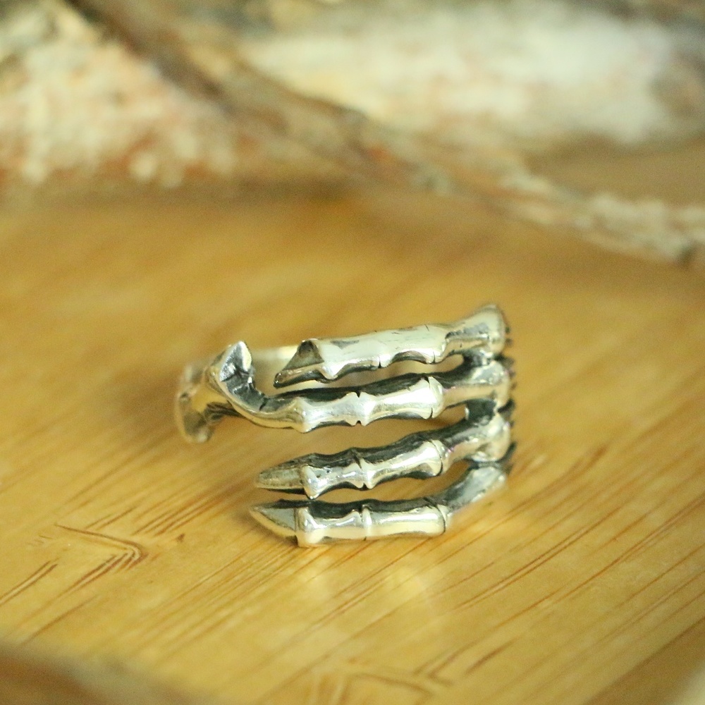 925 Sterling Silver HAND BONES Men's Rings Size 12.25